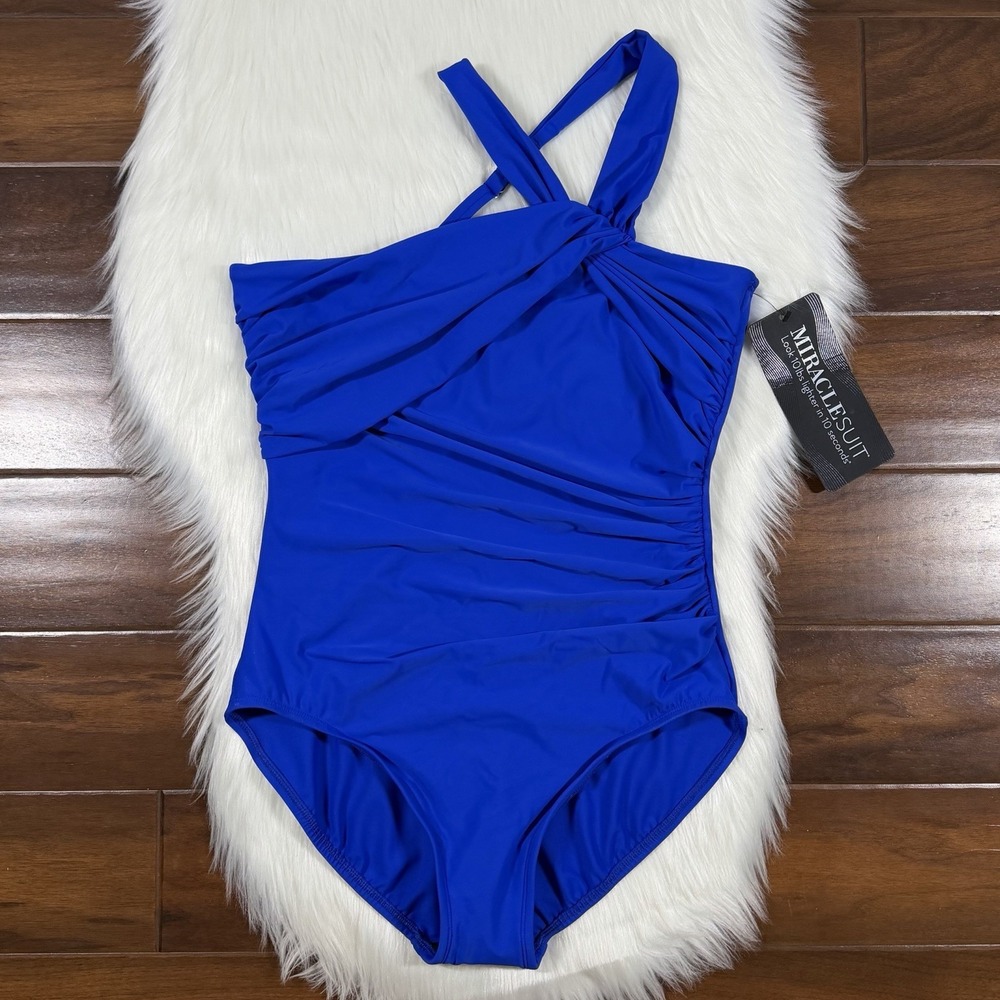 Miraclesuit Women's‎ Size 14 Blue Europa Underwire One Piece Swimsuit